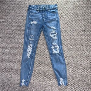Distressed American Eagle Super Stretch Hi-Rise Denim